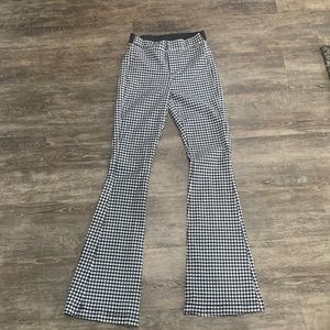 Black and white checkered flare pant size small